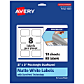 Avery® Print-To-The-Edge TrueBlock® Labels With Sure Feed®, 94267-TWMP10, Rectangle Scalloped, 2" x 3", Matte White, Pack Of 80 1 thumbnail image