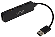 Ativa® USB 2.0 4-Port Hub, Black, UH-73B 1 thumbnail image