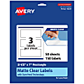 Avery® Permanent Labels With Sure Feed®, 94247-CMF50, Rectangle, 2-1/2" x 7", Matte Clear, Pack Of 150 1 thumbnail image