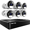 Night Owl 8-Channel 4K Bluetooth® NVR With 2TB Hard Drive And 6 Wired IP 4K Spotlight Cameras, Black/White