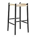 Eurostyle Evelina Backless Wood Barstool With Rush Seat, Natural/Black