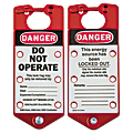 Labeled Lockout Hasps, 3 in W x 7 1/4 in L, Red