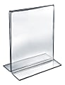 Azar Displays Double-Foot 2-Sided Acrylic Vertical Sign Holders, 8" x 10", Clear, Pack Of 10 Holders