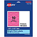 Avery® Print-To-The-Edge Labels With Sure Feed® Technology, 94122-BPP10, Cigar, 1-1/2" x 3-1/2", Matte Bright Pink, Pack of 100 1 thumbnail image