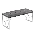 LumiSource Constellation Contemporary Faux Leather Bench, Gray/Silver 1 thumbnail image