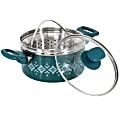 Spice by Tia Mowry Savory Saffron 3-Quart Aluminum Nonstick Dutch Oven With Stainless Steel Steamer And Lid, Teal 1 thumbnail image
