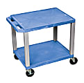 H. Wilson Tuffy 2-Shelf Plastic Utility Cart, 26"H x 24"W x 18"D, Blue/Nickel