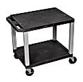 H. Wilson Tuffy 2-Shelf Plastic Utility Cart, 26"H x 19"W x 16"D, Black/Nickel 1 thumbnail image