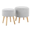 LumiSource Tray Contemporary Storage Ottoman Set, Light Gray/Natural