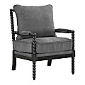 Office Star Eliza Fabric/Wood Spindle Accent Chair, 37”H x 26-1/4”W x 32-1/4”D, Charcoal