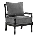 Office Star Eliza Fabric/Wood Spindle Accent Chair, 37”H x 26-1/4”W x 32-1/4”D, Charcoal 1 thumbnail image