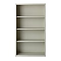 Hirsh® 60"H 4-Shelf Metal Bookcase, Light Gray