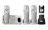 Panasonic® Link2Cell Plus Tough Cordless Phone System, Silver/Black, KX-TGE484S2
