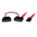 StarTech.com 0.5m Slimline SATA Female to SATA with SATA Power Cable Adapter - Connect a Slimline SATA optical drive to a regular SATA controller and power connection - slimline adapter - slim sata to sata - slim sata adapter 1 thumbnail image