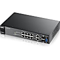 ZYXEL 8-Port GbE L2 Switch - 10 Ports - Manageable - 2 Layer Supported - Twisted Pair, Optical Fiber - Rack-mountable, Wall Mountable