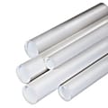 Partners Brand White Mailing Tubes With Plastic Endcaps, 2" x 43", 80% Recycled, Pack Of 50