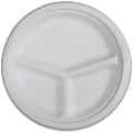 Genuine Joe 3-Compartment Disposable Plates, 10" Diameter Plate,  White, Pack Of 50