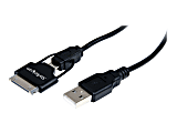 StarTech.com 0.65m (2 ft) Short Apple 30-pin Dock Connector or Micro USB to USB Combo Cable for iPhone / iPod / iPad - 2.13 ft Apple Dock Connector/USB Data Transfer Cable for PC, Charger, iPhone, iPod, iPad, Cellular Phone 1 thumbnail image