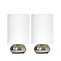 Simple Designs Gemini Mini Touch Table Lamps, 9"H, Ivory Shade/Brushed-Nickel Base, Set Of 2 1 thumbnail image
