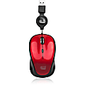 Adesso® iMouse S8R USB Illuminated Retractable Mini Optical Mouse, Red