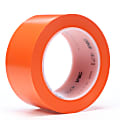 3M™ 471 Flagging and Marking Tape, 3" Core, 2" x 36 Yd., Orange, Case of 24