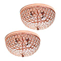 Elegant Designs 2-Light Elipse Crystal Flush-Mount Ceiling Lights, Rose Gold/Crystal, Pack Of 2 Lights