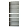 Hirsh® 82"H 6-Shelf Metal Bookcase, Light Gray