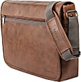 Bugatti Valentino Vegan Leather Messenger Bag With 15.6" Laptop Pocket, Cognac