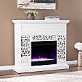SEI Furniture Wansford Color-Changing Electric Fireplace, 41-1/4”H x 45-3/4”W x 14-1/2”D, White/Mirror