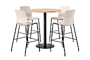 KFI Studios Proof Bistro Round Pedestal Table With Imme Barstools, 4 Barstools, 36", Maple/Black/Moonbeam Stools 1 thumbnail image