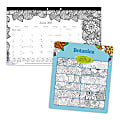 Blueline® DoodlePlan™ Coloring Monthly Desk Pad Calendar, 12-month January to December 2021, 17-3/4" x 10-7/8'', Different design to color each month, 50% recycled content, FSC® Certified
