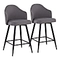 LumiSource Ahoy Fabric Counter Stools, Gray/Black, Set Of 2 Stools