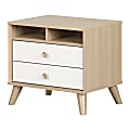 South Shore Yodi 2-Drawer Nightstand, 20-1/4"H x 22-1/4"W x 16-3/4"D, Soft Elm/Pure White