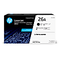 HP 26A Black Toner Cartridges, Pack Of 2, CF226AD