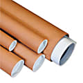 Partners Brand Kraft Mailing Tubes With Plastic Endcaps, 3" x 20", Pack Of 24