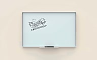 U Brands Non-Magnetic Glass Dry Erase Board, 47" X 35", Frosted White Surface, Aluminum Frame with White Finish