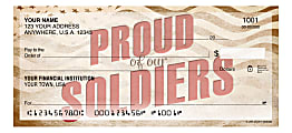 Custom Personal Wallet Checks, 6" x 2-3/4", Duplicates, Proud of Our Soldiers, Box Of 150 Checks