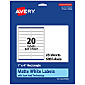 Avery® Permanent Labels With Sure Feed®, 94202-WMP25, Rectangle, 1" x 4", White, Pack Of 500