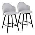 LumiSource Ahoy Fabric Counter Stools, Light Gray/Black, Set Of 2 Stools