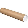 Partners Brand Kraft Mailing Tubes With Plastic Endcaps, 4" x 48", Pack Of 15 1 thumbnail image