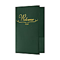 LUX Welcome Folders, 5 3/4" x 8 3/4", Green Linen/Gold Foil, Pack Of 25 Folders