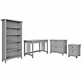 Bush® Furniture Salinas 48"W Writing Desk With File Cabinets And Bookcase, Cape Cod Gray, Standard Delivery