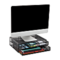Mind Reader Metal Monitor Stand Ventilated Laptop Riser Storage Drawer, 4-1/2”H x 11-3/4”W x 15-3/4”D, Black