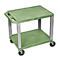 H. Wilson Tuffy 2-Shelf Plastic Utility Cart, 26"H x 24"W x 18"D, Green/Nickel
