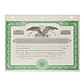 Corporate Stock Certificates, Non Personalized, 3-Hole Punched, 8 1/2 x 11”, Green, Box Of 20