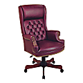 Office Star™ Traditional Ergonomic High-Back Chair With Built-In Headrest, Oxblood Burgundy/Mahogany