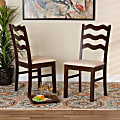Baxton Studio Amara Fabric And Finished Wood 2-Piece Dining Chair Set, Cream/Dark Brown