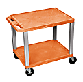 H. Wilson 26" Plastic Utility Cart, 26"H x 24"W x 16"D, Orange/Nickel
