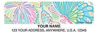 Harland Clarke Address Sheet Labels, 2 5/8" x 1", 30 Labels Per Sheet, 4 Sheets Per Set, © Designs by Shan, Psychedelic Butterflies 1 thumbnail image