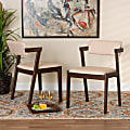 Baxton Studio Althea Fabric And Finished Wood 2-Piece Dining Chair Set, Cream/Dark Brown